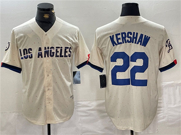 Custom #22 Cream LAD Baseball Shirt Top