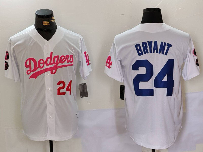 Custom #24 White LAD Baseball Shirt Top