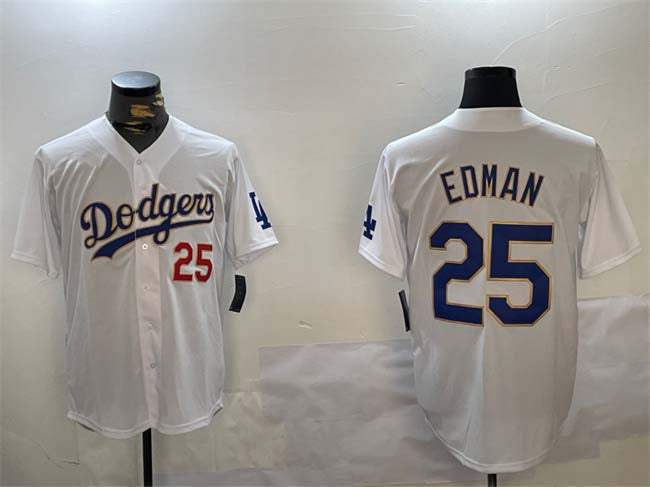 Custom #25 White LAD Baseball Shirt Top
