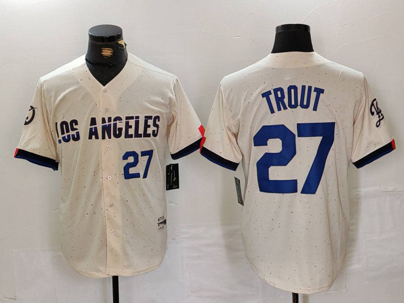 Custom #27 Cream 2024 City Connect LAD Baseball Shirt Top