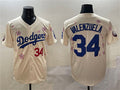Custom #34 Cream 2025 LAD Baseball Shirt Top