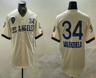 Custom #34 Cream 2024 City Connect LAD Baseball Shirt Top