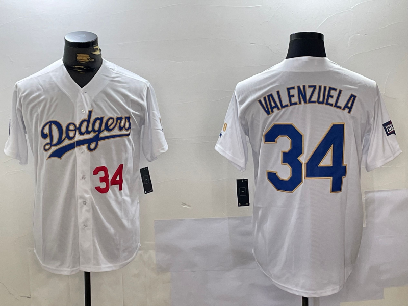 Custom #34 White Championship LAD Baseball Shirt Top