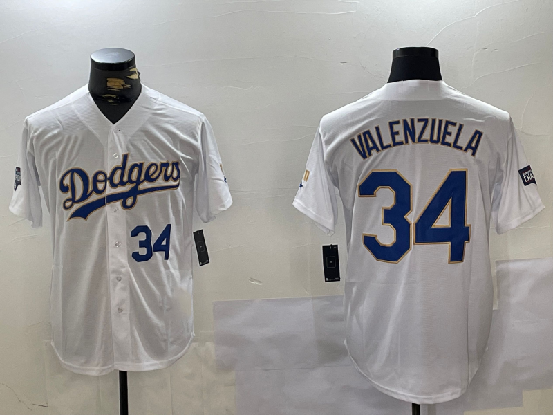 Custom #34 White Championship LAD Baseball Shirt Top