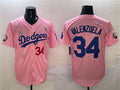 Custom #34 Pink 2025 LAD Baseball Shirt Top
