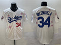Custom #34 White 2025 LAD Baseball Shirt Top