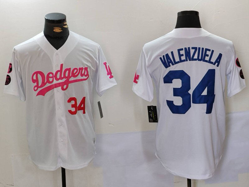 Custom #34 White LAD Baseball Shirt Top