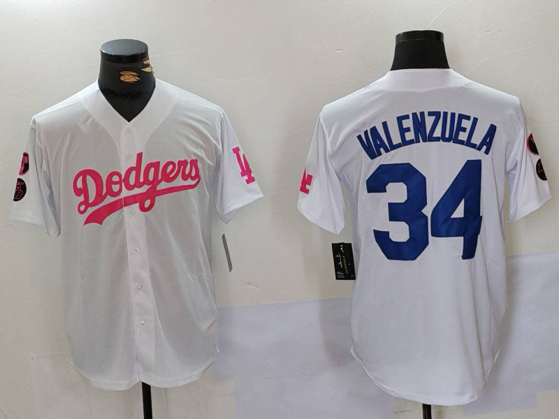 Custom #34 White LAD Baseball Shirt Top