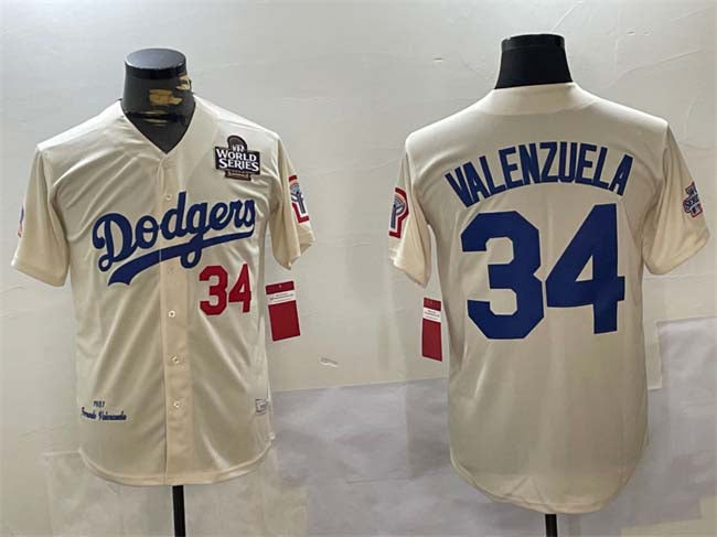 Custom #34 Cream 1981 LAD Baseball Shirt Top