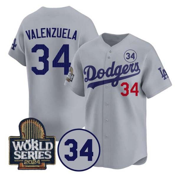 Custom #34 Gray 2024 LAD Baseball Shirt Top