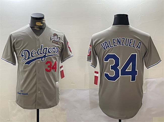 Custom #34 Grey 2024 LAD Baseball Shirt Top