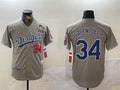 Custom #34 Grey 2024 LAD Baseball Shirt Top