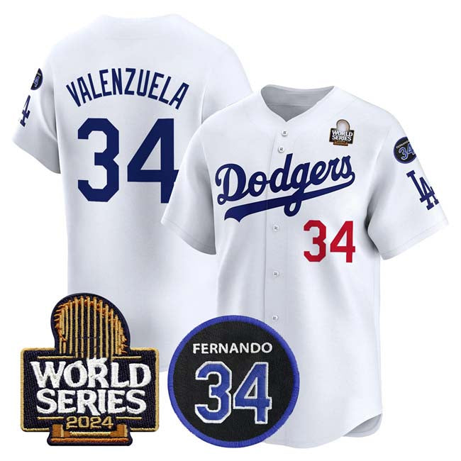 Custom #34 White 2024 LAD Baseball Shirt Top