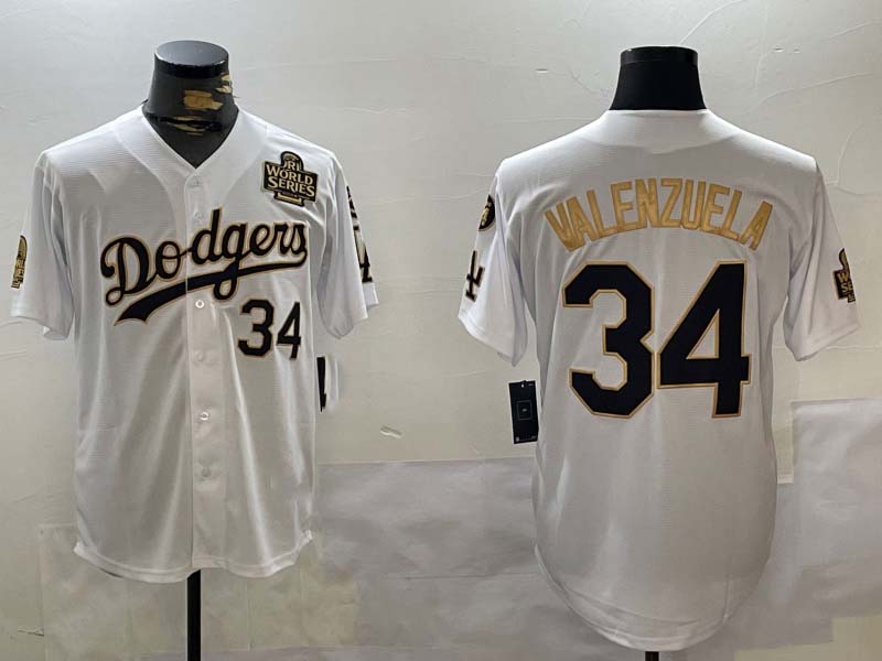 Custom #34 White 2024 LAD Baseball Shirt Top