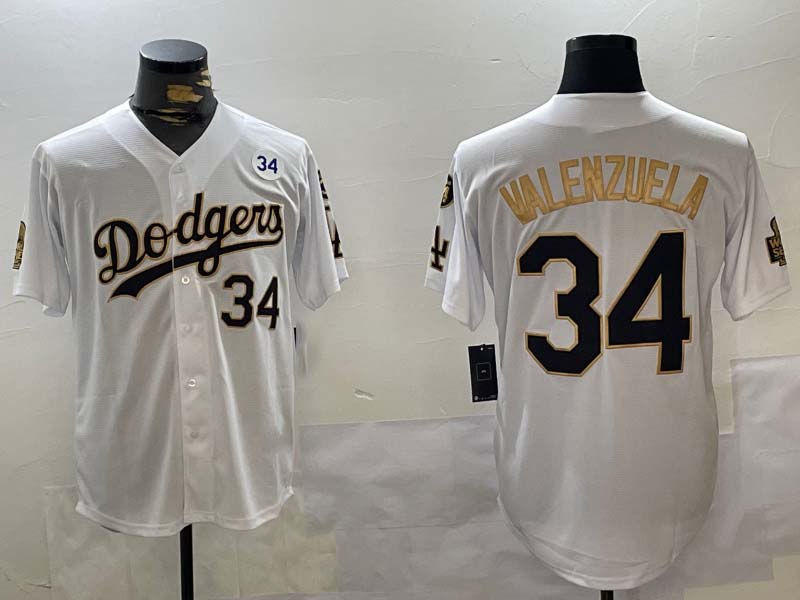 Custom #34 White 2024 LAD Baseball Shirt Top