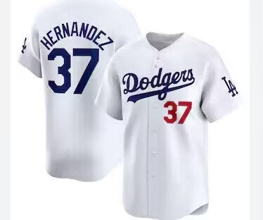 Custom #37 White LAD Baseball Shirt Top