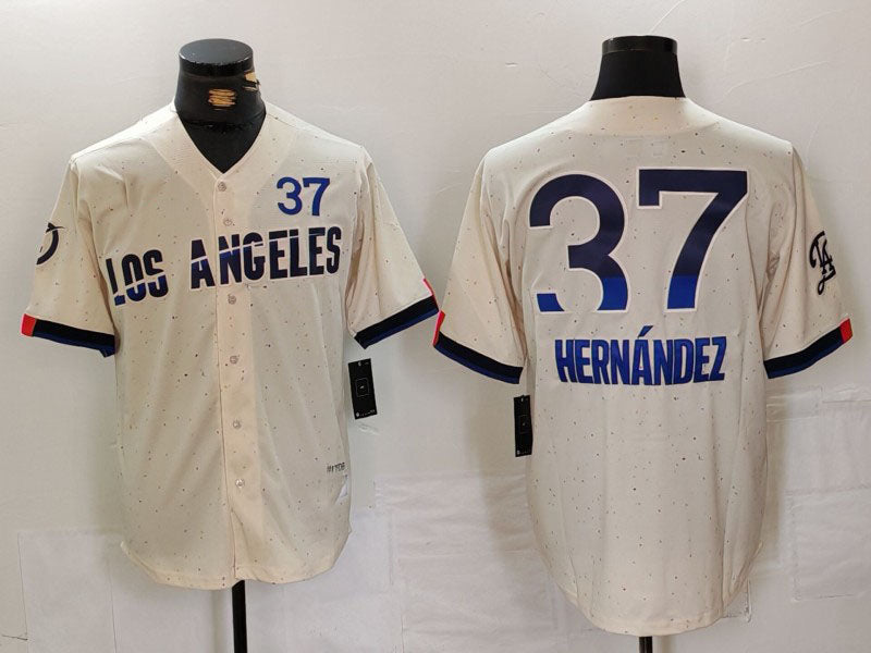 Custom #37 Cream 2024 City Connect LAD Baseball Shirt Top