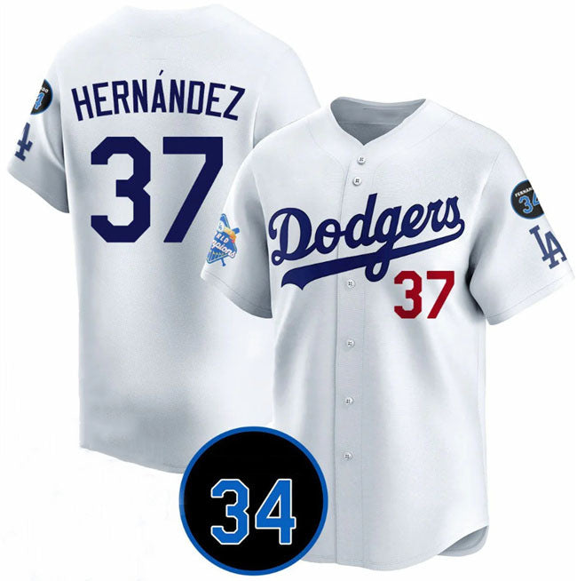 Custom #37 White 2024 LAD Baseball Shirt Top