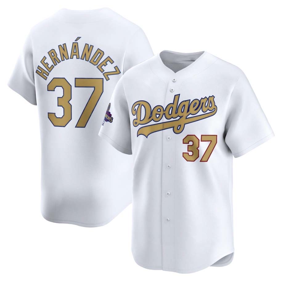 Custom #37 White 2025 LAD Baseball Shirt Top
