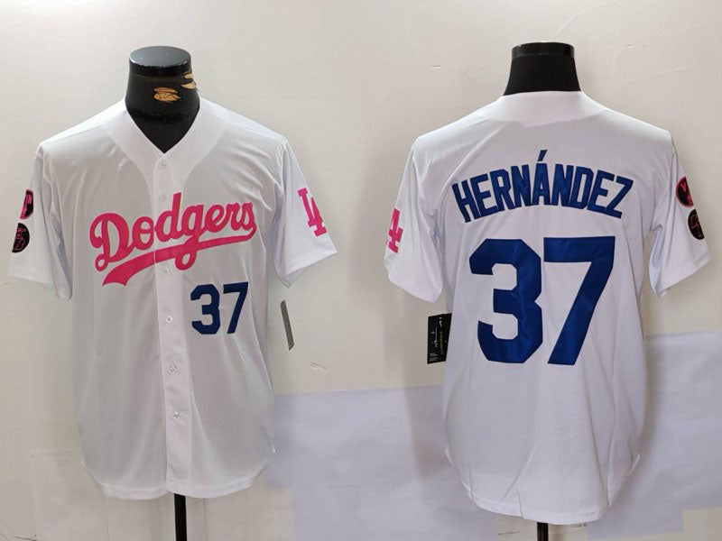 Custom #37 White LAD Baseball Shirt Top