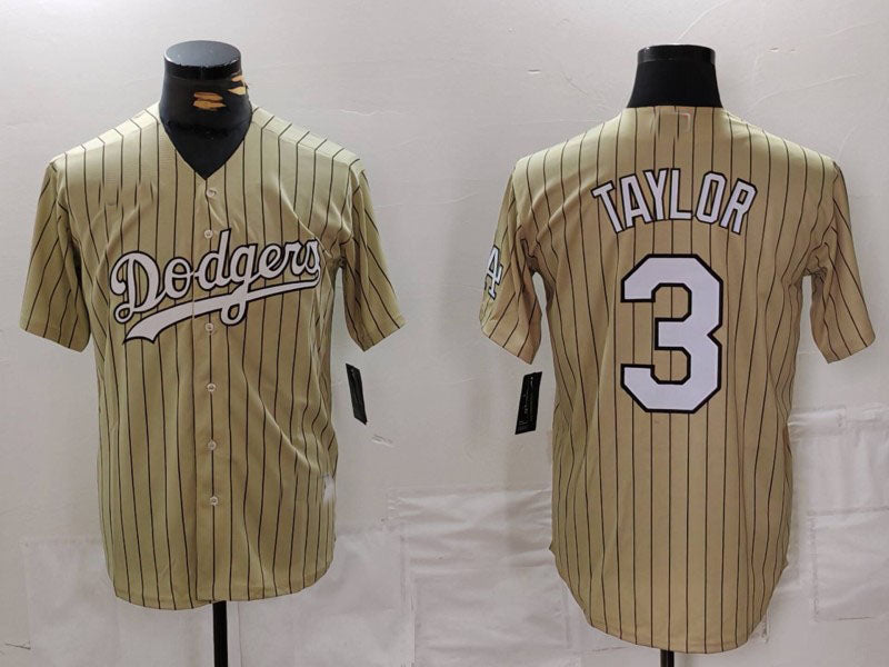 Custom #3 Cream LAD Baseball Shirt Top