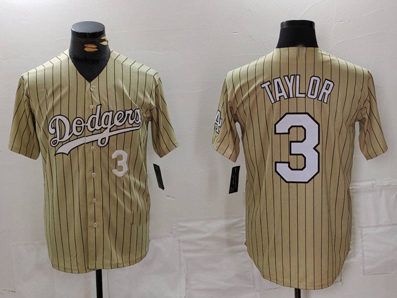Custom #3 Cream LAD Baseball Shirt Top