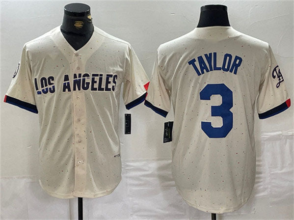 Custom #3 Cream LAD Baseball Shirt Top