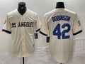 Custom #42 Cream LAD Baseball Shirt Top