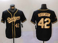 Custom #42 Black World Series Champions LAD Baseball Shirt Top