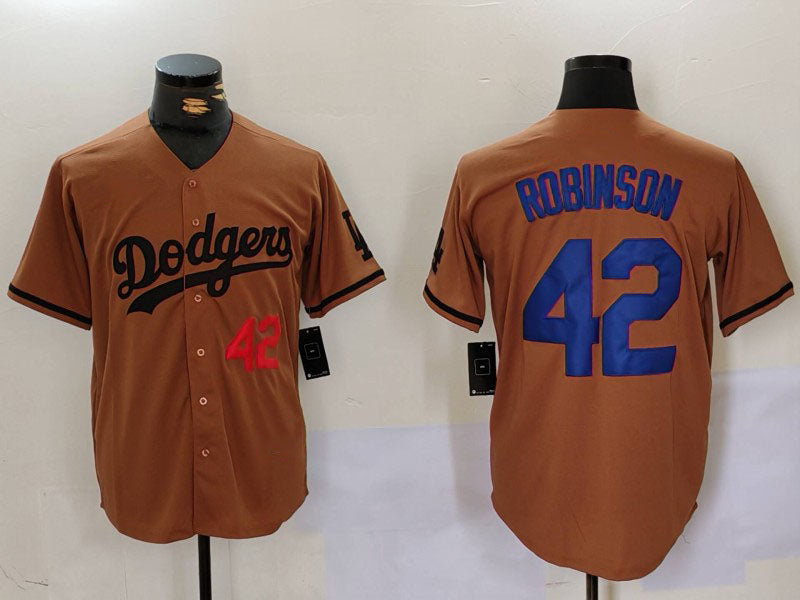 Custom #42 Olive LAD Baseball Shirt Top