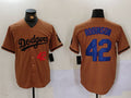 Custom #42 Olive LAD Baseball Shirt Top