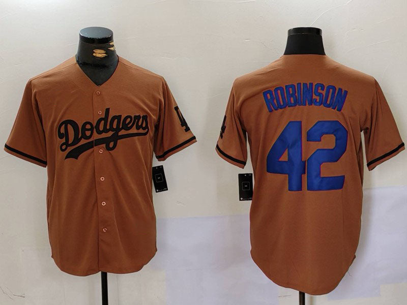 Custom #42 Olive LAD Baseball Shirt Top