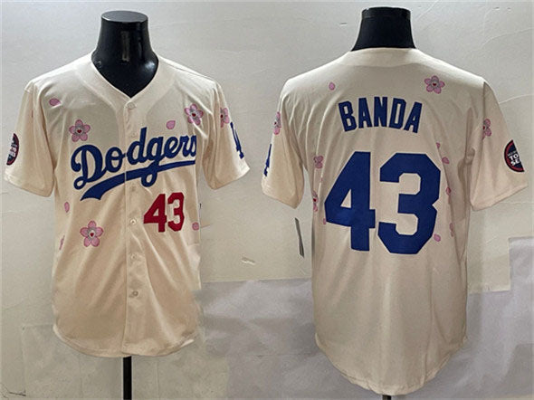 Custom #43 Cream 2025 LAD Baseball Shirt Top