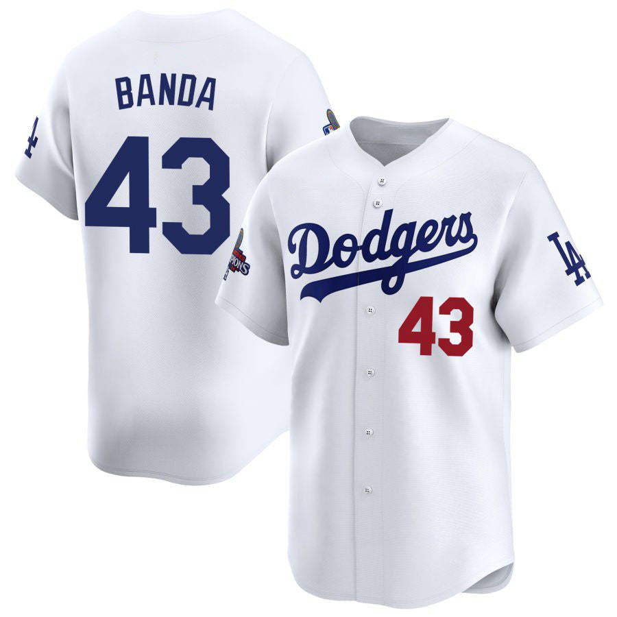 Custom #43 White 2024 LAD Baseball Shirt Top