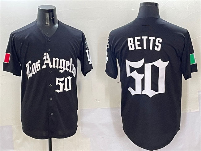 Custom #50 Black 2025 LAD Baseball Shirt Top