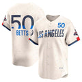Custom #50 Cream 2024 City Connect World Series Champions LAD Baseball Shirt Top