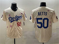 Custom #50 Cream 2025 LAD Baseball Shirt Top