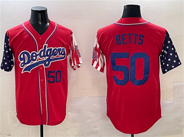 Custom #50 Red LAD Baseball Shirt Top