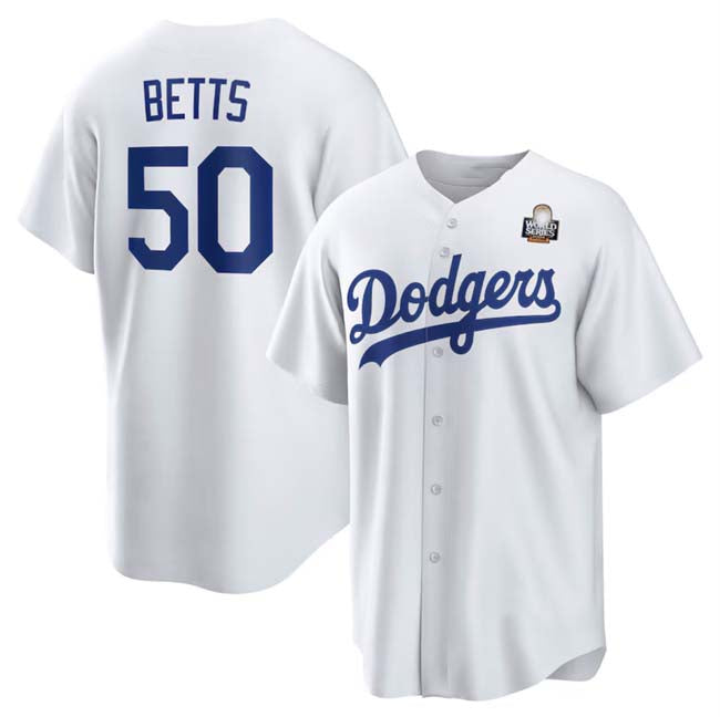 Custom #50 White 2024 LAD Baseball Shirt Top