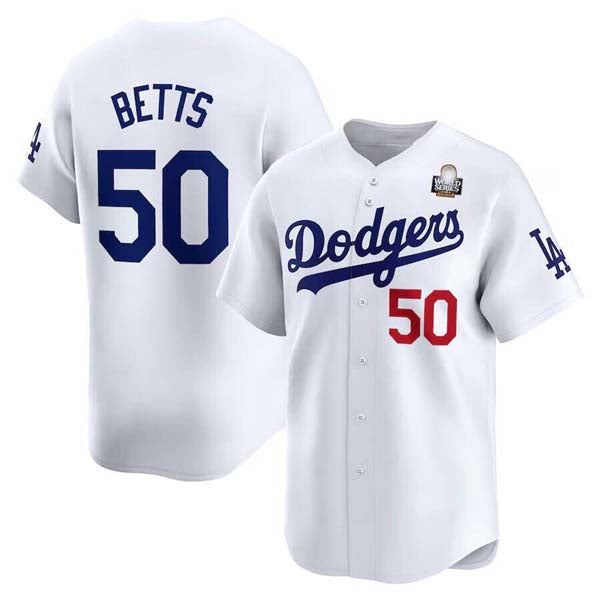 Custom #50 White 2024 LAD Baseball Shirt Top
