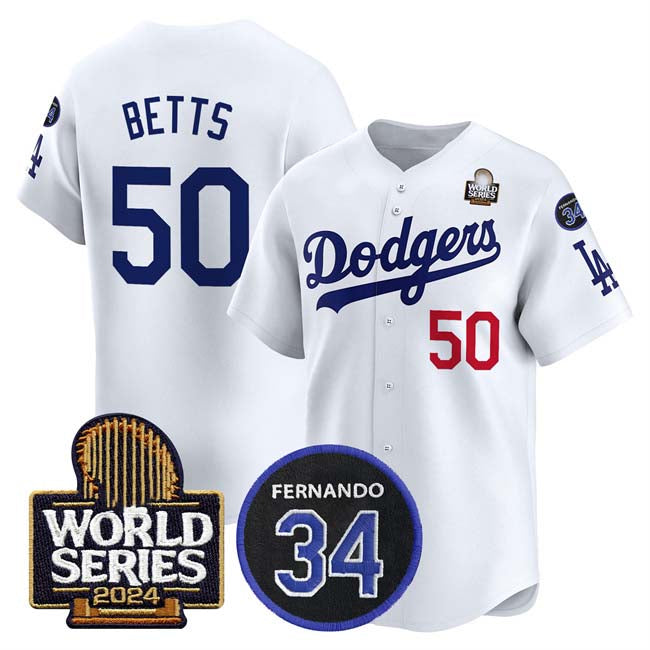 Custom #50 White 2024 LAD Baseball Shirt Top
