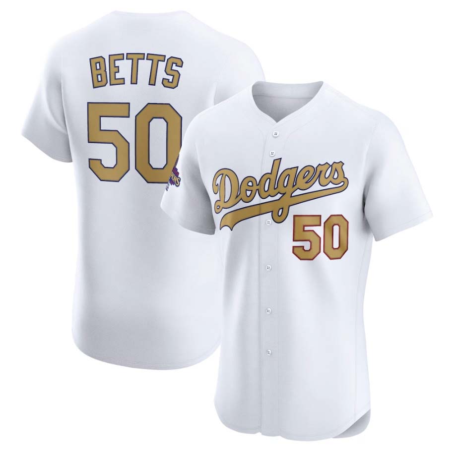 Custom #50 White 2025 LAD Baseball Shirt Top