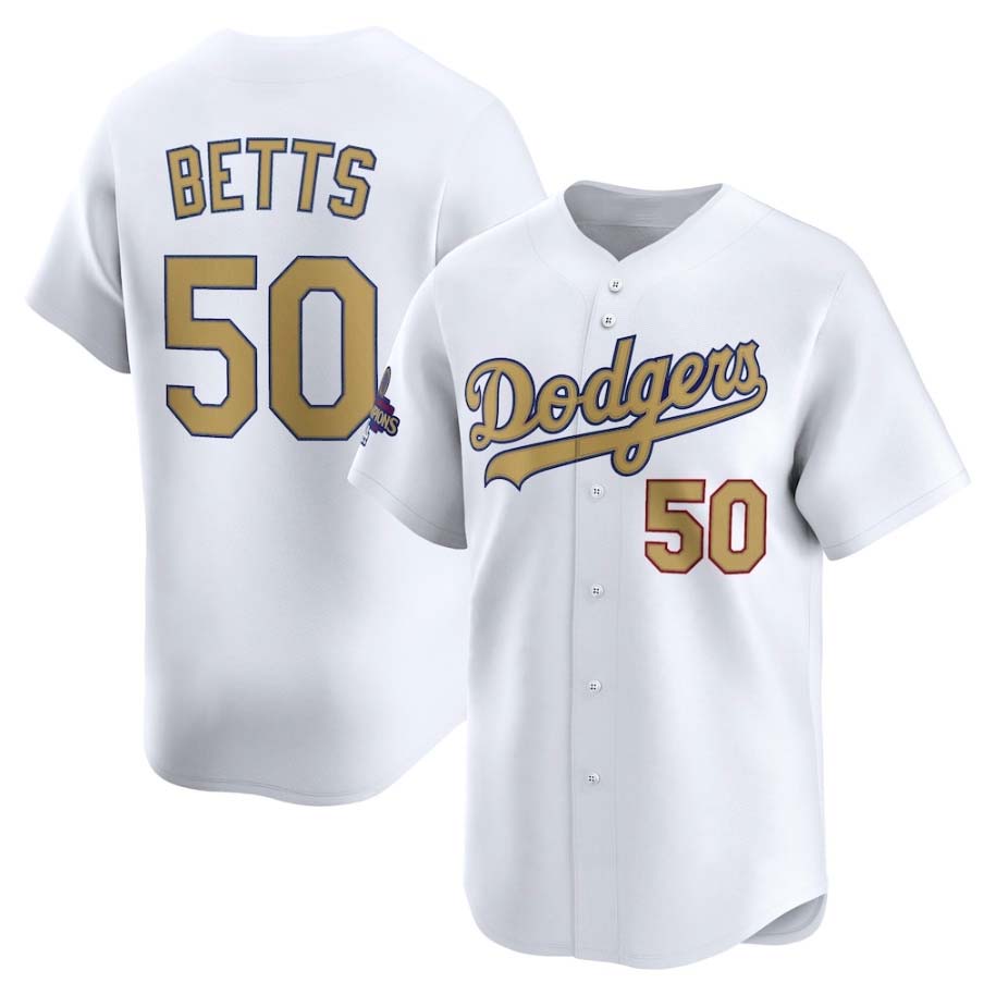 Custom #50 White 2025 LAD Baseball Shirt Top