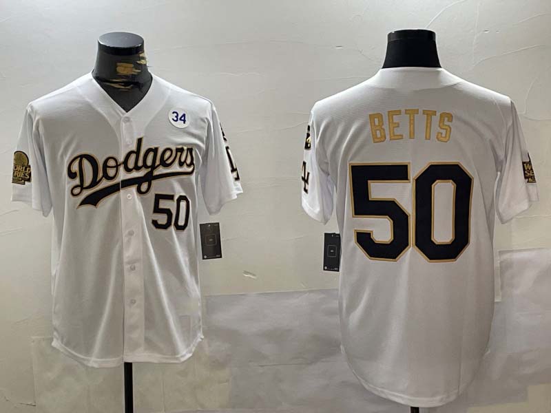 Custom #50 White 2024 LAD Baseball Shirt Top