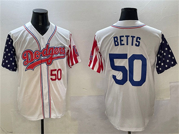 Custom #50 White LAD Baseball Shirt Top