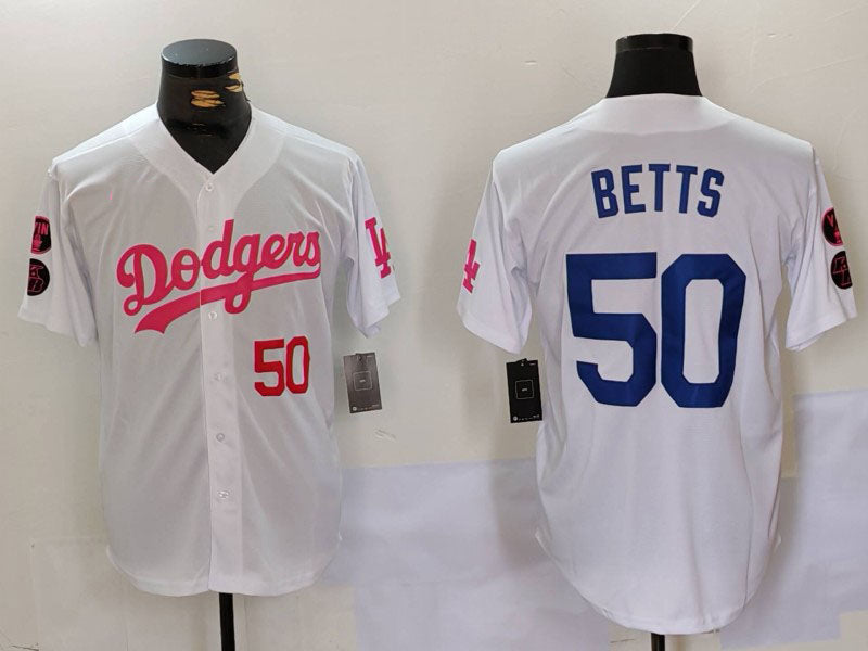Custom #50 White LAD Baseball Shirt Top