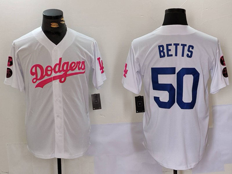 Custom #50 White LAD Baseball Shirt Top