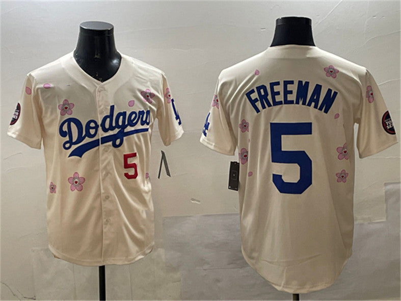 Custom #5 Cream 2025 LAD Baseball Shirt Top