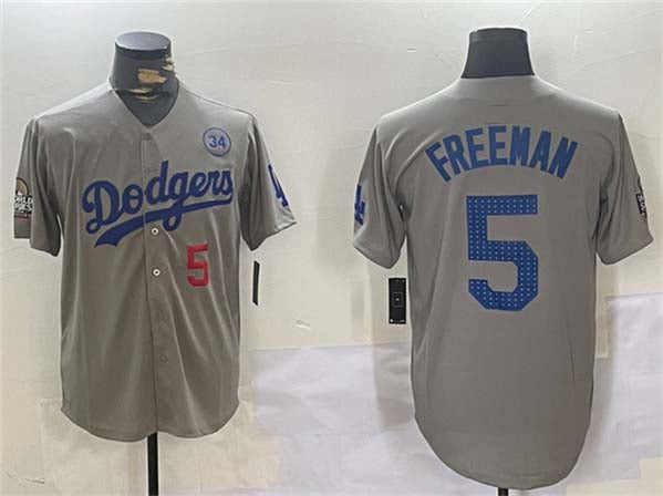 Custom #5 Gray 2024 LAD Baseball Shirt Top