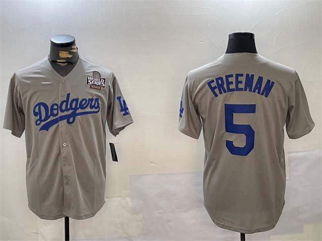 Custom #5 Grey 2024 LAD Baseball Shirt Top